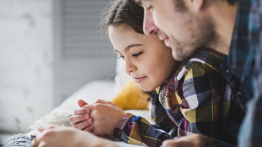 father and child reading