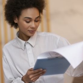 woman reading contract